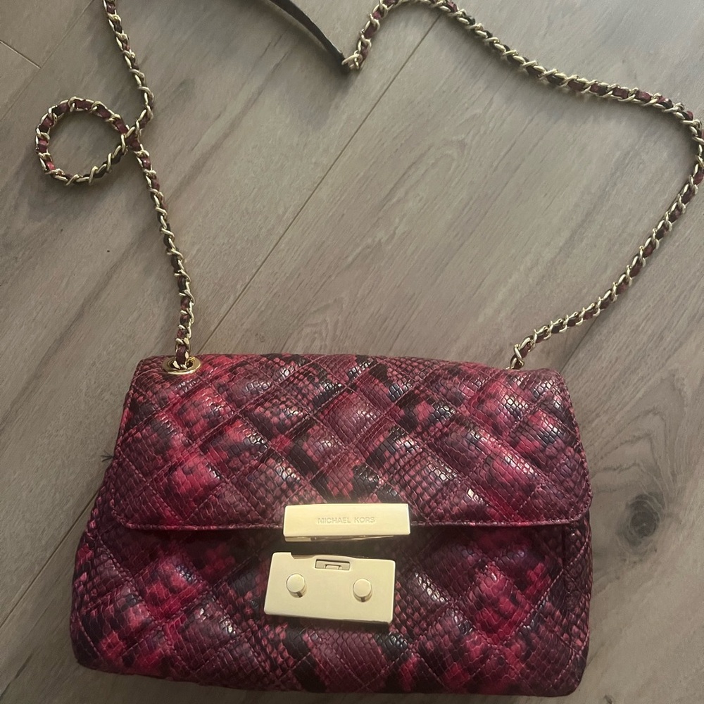 Michael Kors Burgundy Quilted Crossbody Bag